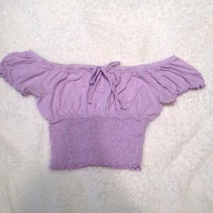 Purple Lavender Tie Front Crop Top